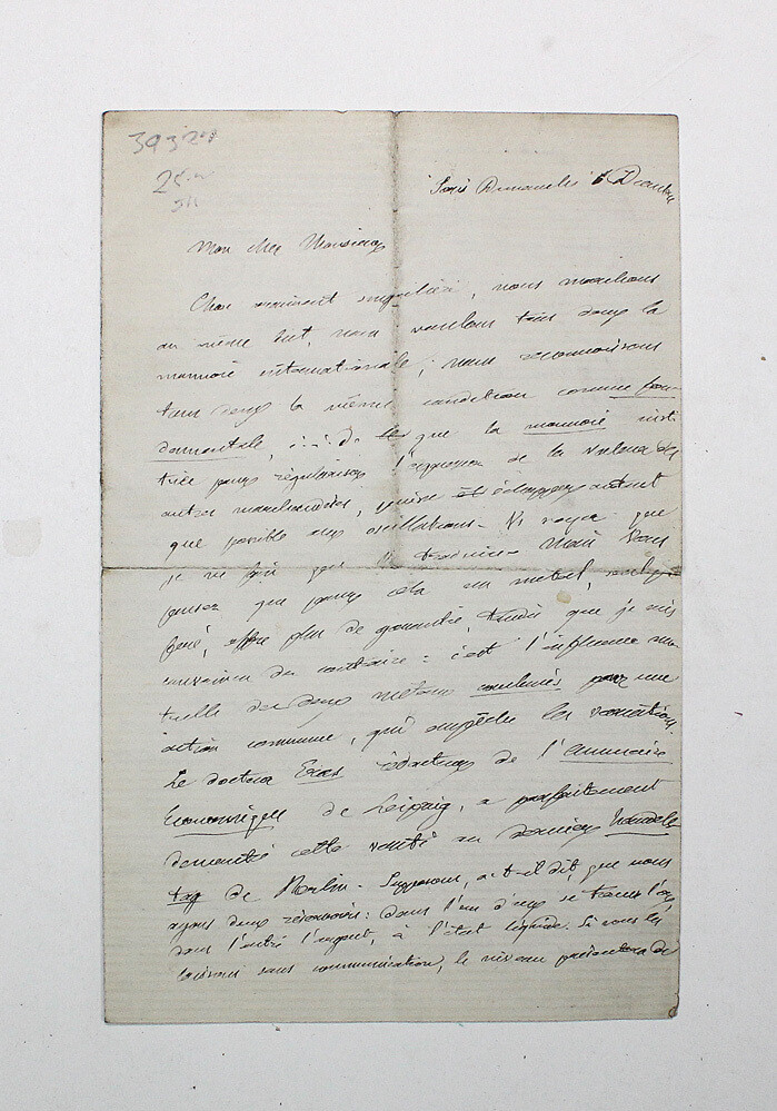 An Original Handwritten Letter Signed by Louis-Francois-Michel-Reymond Wolowski to Levi Leone