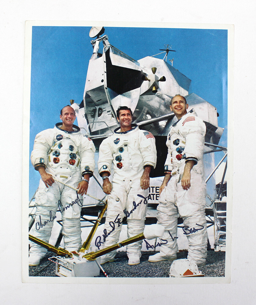 An Original Official NASA Apollo 12 Astronaut Picture with Auto Pen Signatures of Alan L. Bean, Richard Gordon and Charles Conrad.