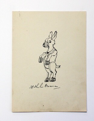 An Original Hand Drawn Toy Town &#39;Larry the Lamb&#39; Character and Signed Below by Writer and Artist S G Hulme Beaman