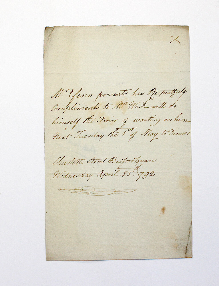 An Original Third Person Handwritten and Signed Letter by Royal Architect John Yenn.