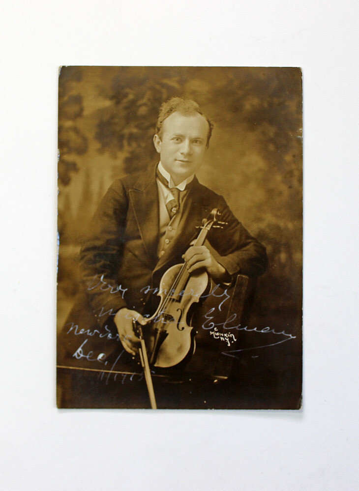 An Early Original Photograph Signed by Violinist Mischa Elman.  Dated 1915.