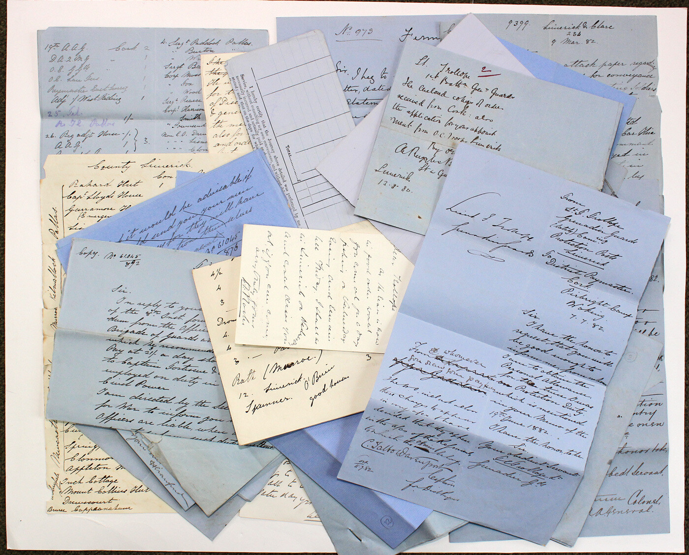 A Large Collection of Original Military Documents in Relation to Protection Duties  in County Limerick Ireland During the 1882 Riots by Lt Charles Trollope of the Grenadier Guards