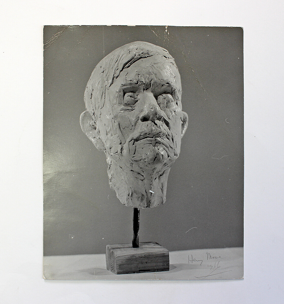 An Original Photograph from the Henry Williamson Family Estate of a Preliminary Sculpture of Henry Williamson and Signed to the Base by Henry Moore