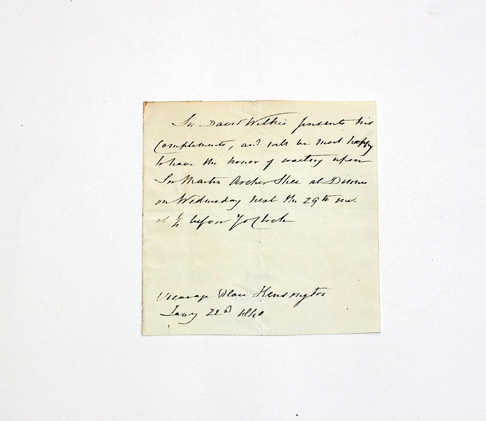 An Original Third Person Handwritten and Signed Letter by Artist Sir David Wilkie to Fellow Irish Artist Sir Martin Archer Shee