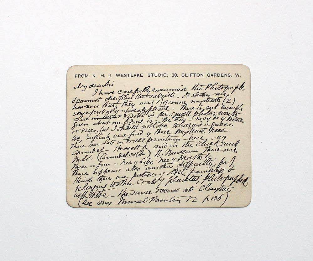 An Original Handwritten and Signed Card with An Autographed Sketches by Artist Nathaniel Hubert John Westlake.