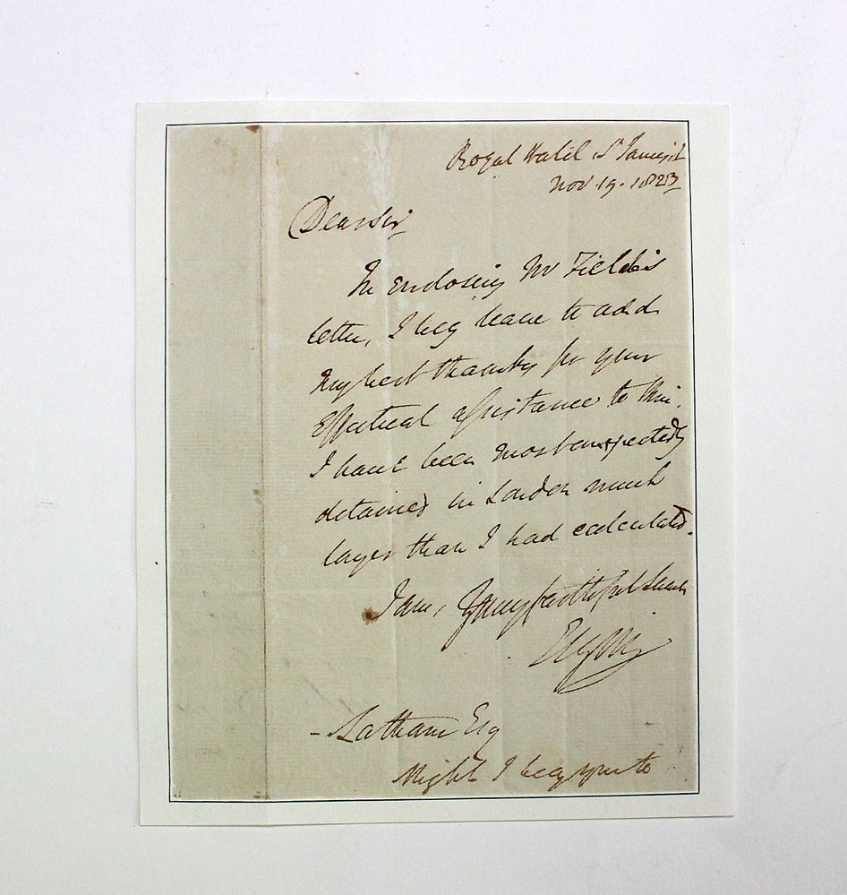 An Original Handwritten and Signed Letter by the 7th Earl of Elgin Famous for the Elgin Marble