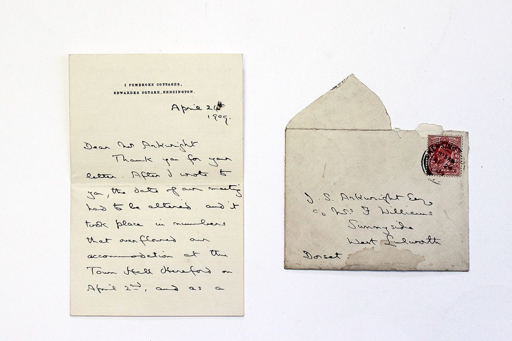 An Original Handwritten and Signed Letter by English writer, illustrator and active participant of the suffrage movement Laurence Housman to John Stanhope Arkwright MP Discussing women&#39;s suffrage.