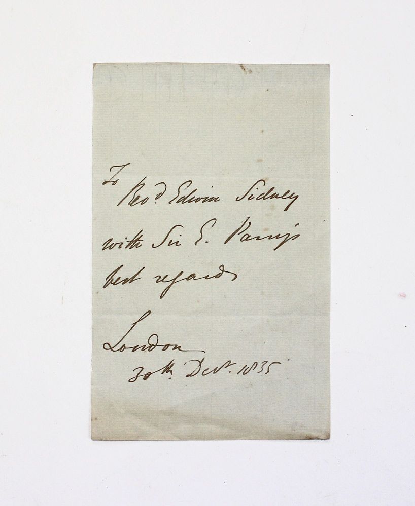 An Original Handwritten and Signed Letter by Arctic Explorer Sir William Edward Parry