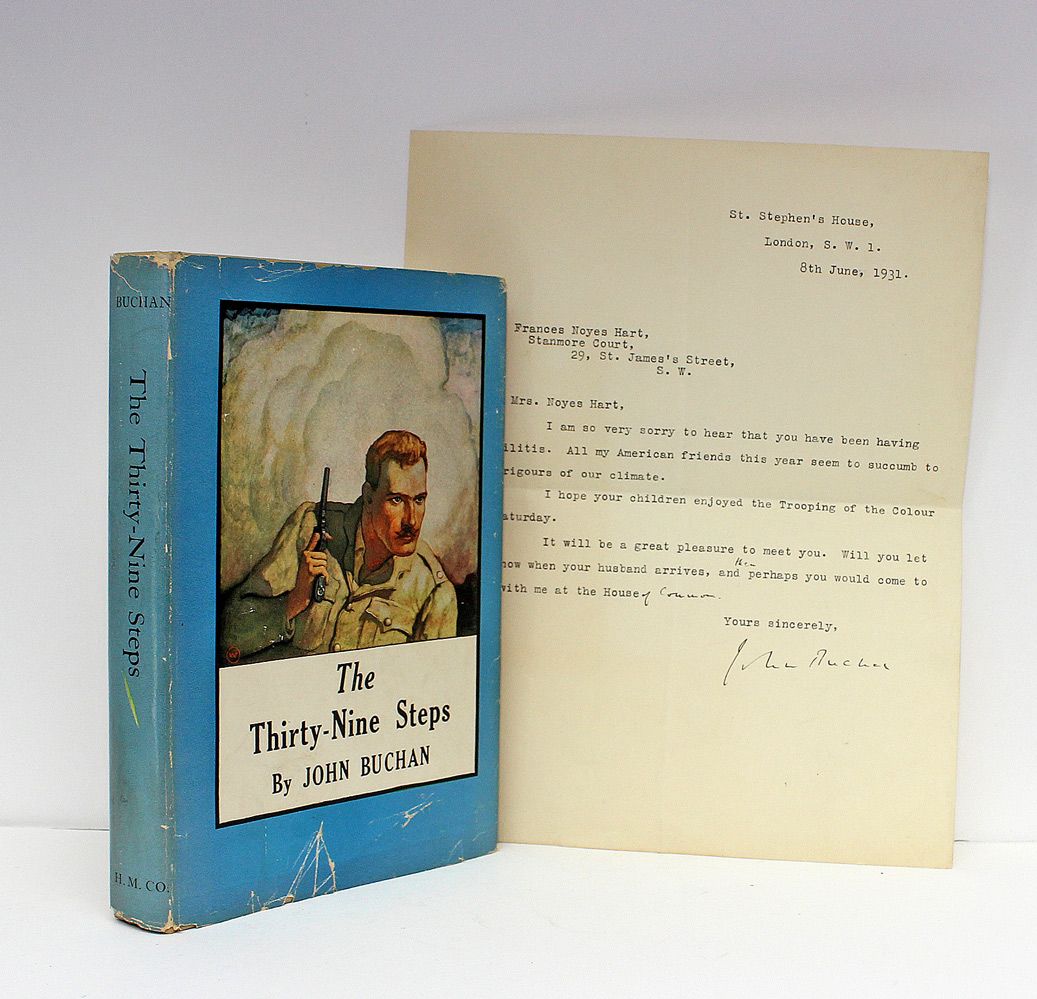 The Thirty Nine Steps - Includes a typed and signed letter to the original book owner/friend Frances Newbold Noyes Hart from John Buchan