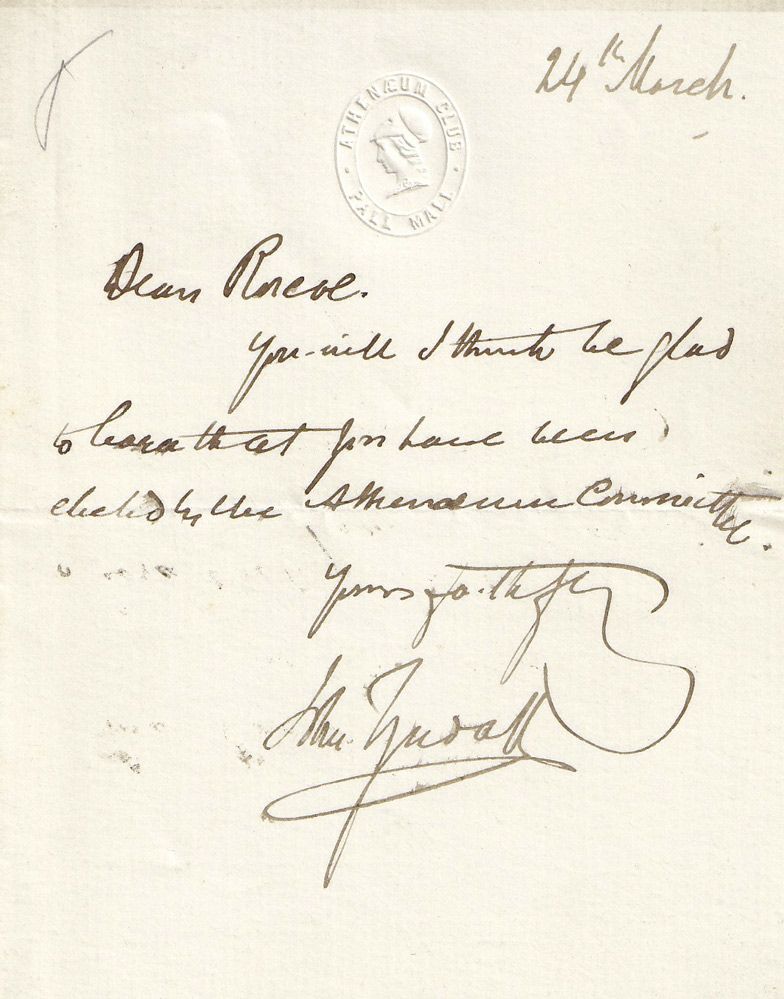 An Original Handwritten Autograph Letter signed by Irish Scientist John Tyndall to Fellow Scientist Sir Henry Enfield Roscoe