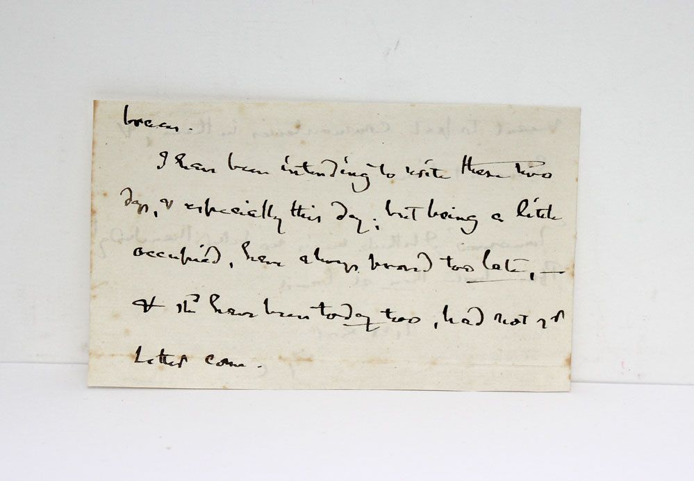 An Original Handwritten and Initialised Signed Note by Thomas Carlyle.
