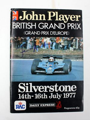 An Original Motor Racing Programme for the  British Grand Prix at Silverstone 14th-16th July 1977 and Signed By James Hunt Who Won the Race.