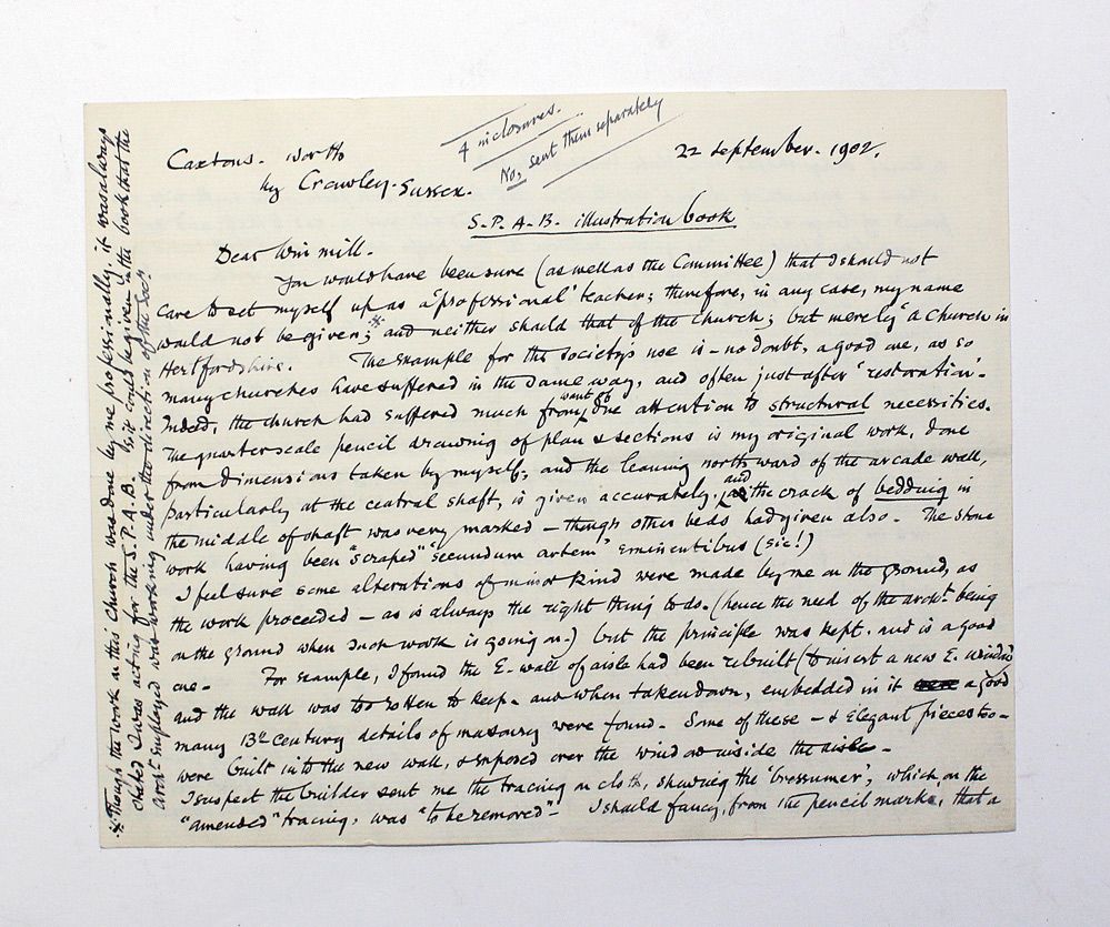 An Original Handwritten and Signed Paper by the Arts &amp; Crafts Architect &amp; Designer Philip Webb