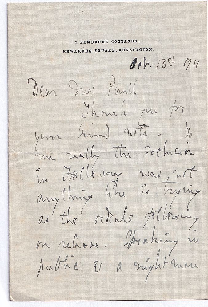 An Original Handwritten Letter Signed by Author,  Suffragette Clemence Annie Housman to American Suffragette Alice Paul.
