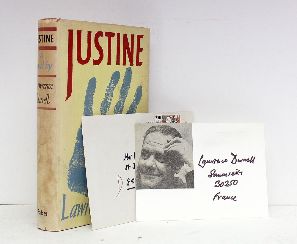 Justine - Includes a Signed Card and Envelope in Lawrence Durrell&#39;s hand  - Lawrence Durrell SIGNED