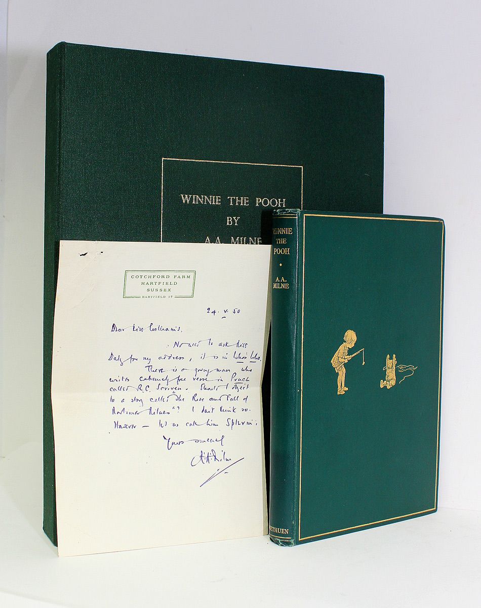 Winnie the Pooh -  Includes a Purpose Made Bespoke Clamshell Cloth Box and Original Handwritten and Signed Letter from the Author A. A. Milne.