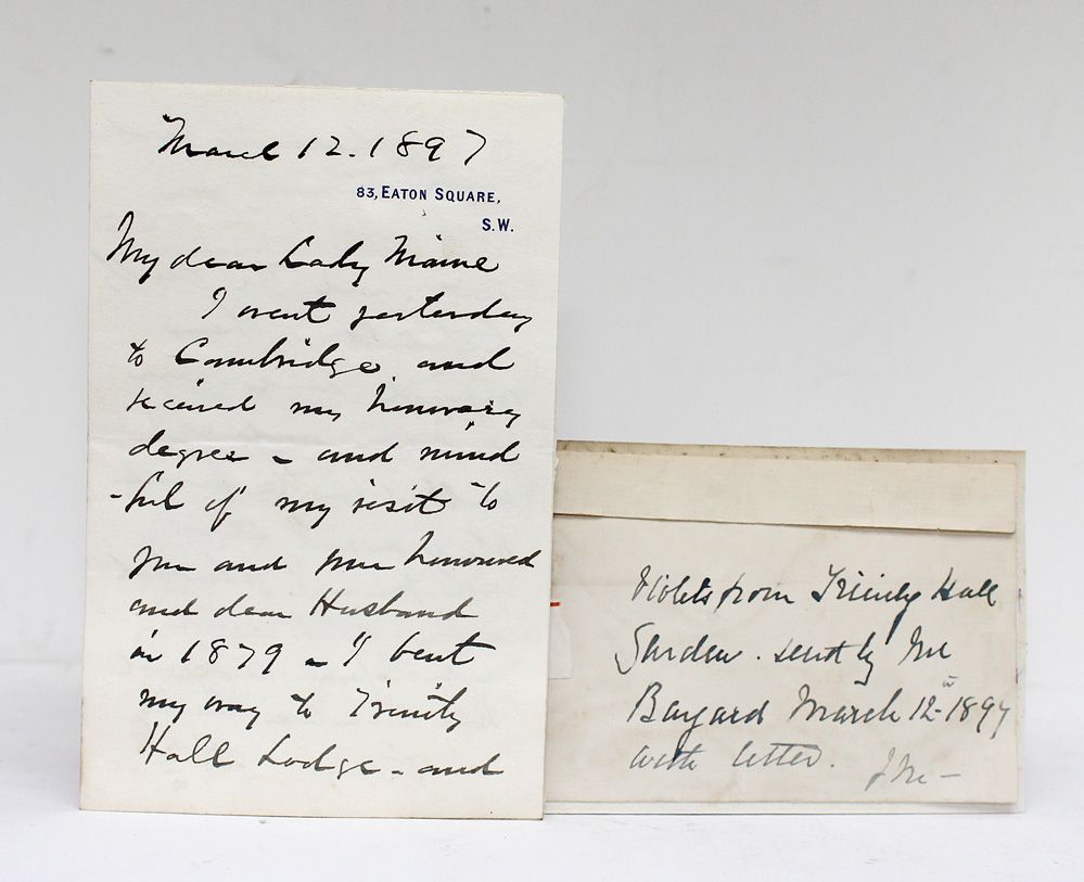 An Original Handwritten Letter and Dried Violet Flowers from American Statesman Thomas Francis Bayard to Lady Maine