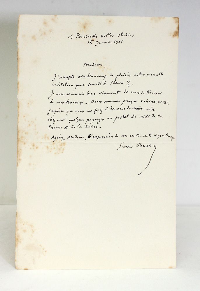 An Original Handwritten and Signed Letter from Bloomsbury artist Simon Bussy