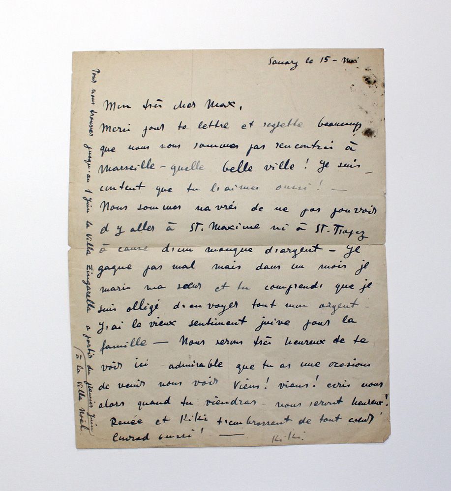 An Original Handwritten and Signed Letter by Parisian avant-garde Artist Moïse Kisling