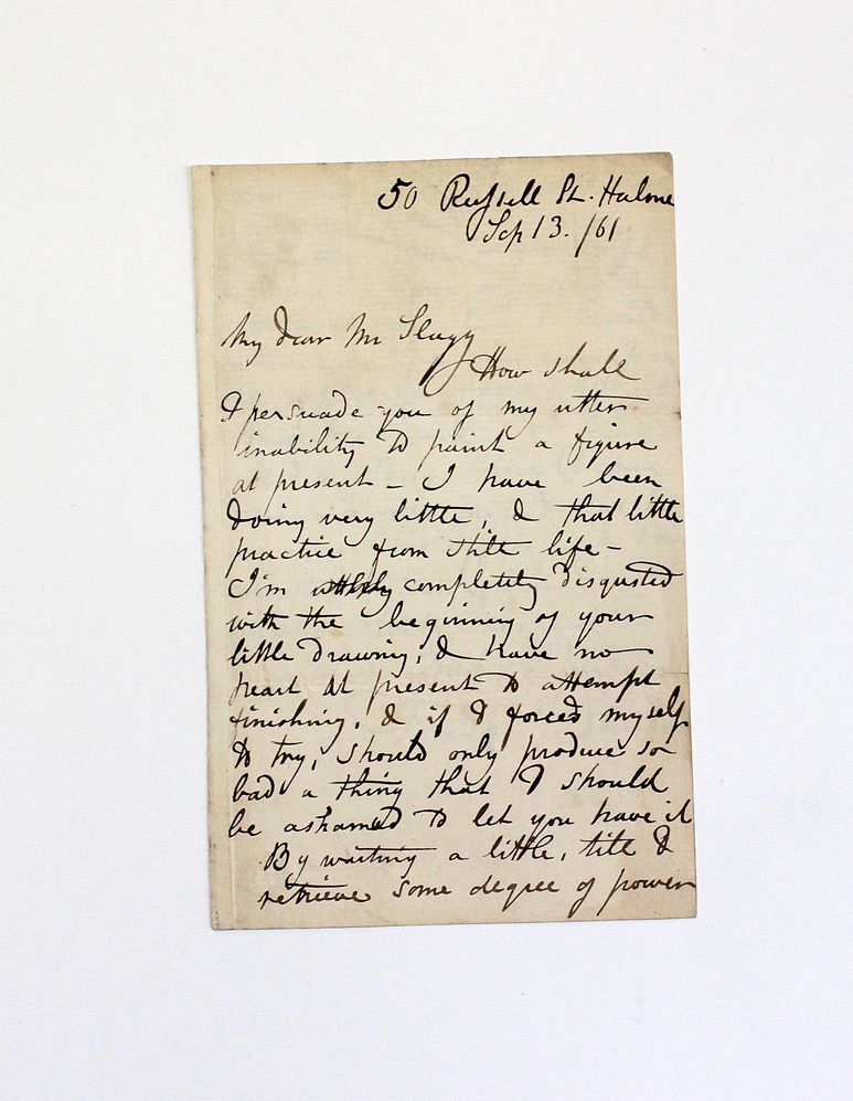 An Original Handwritten and Signed Letter by English Pre-Raphaelite Artist Frederic James Shields