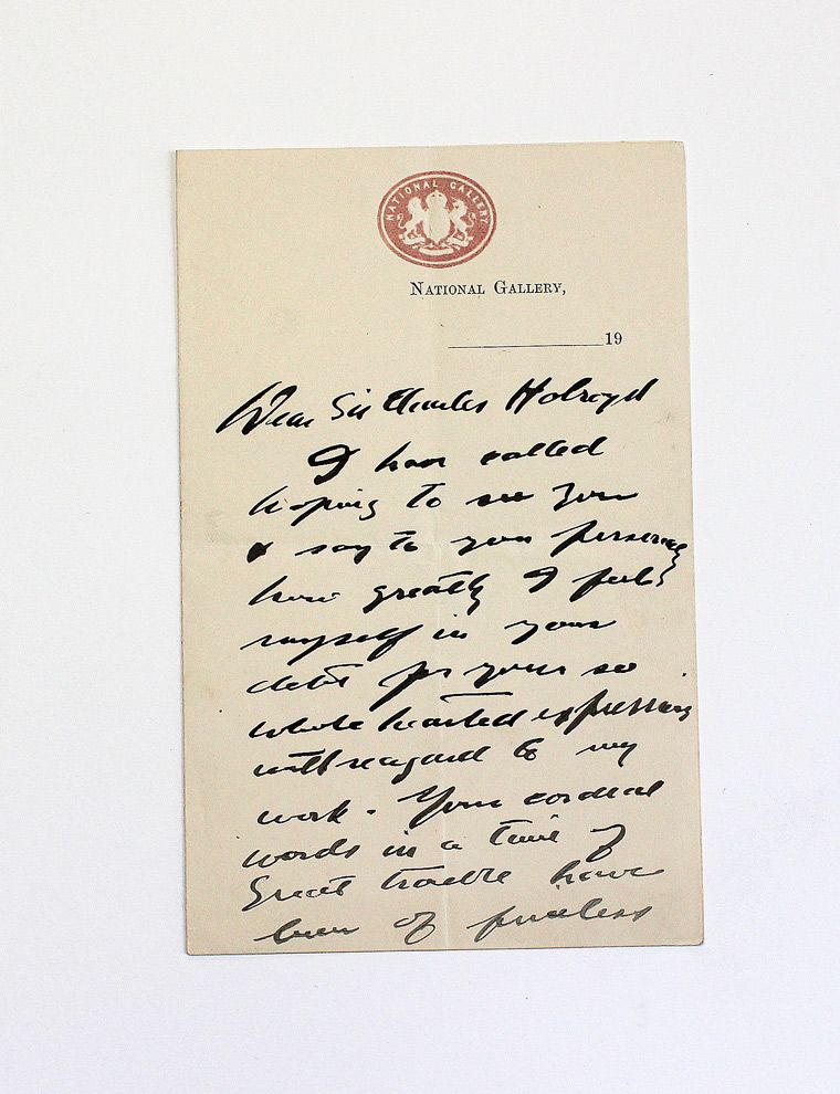A Wonderful Personal Original Handwritten and Signed National Gallery Letter by Sculptor Sir Jacob Epstein to Sir Charles Holroyd.
