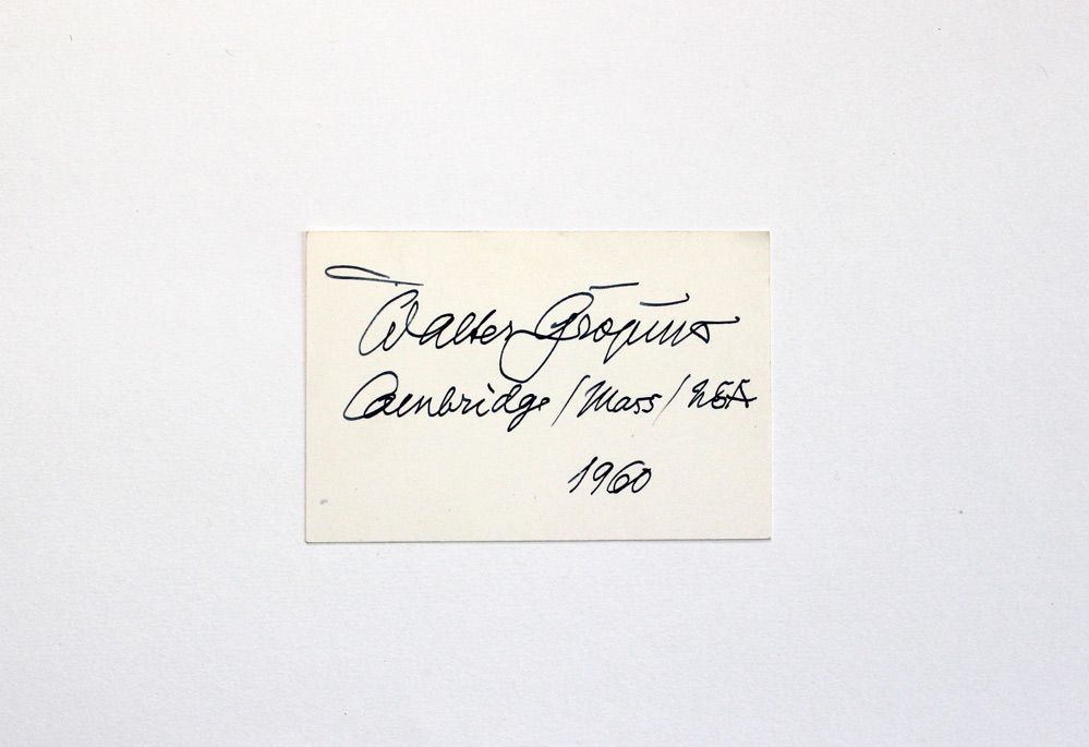 An Original Handwritten and Signed Card by American Architect and founder of the Bauhaus School Walter Gropius
