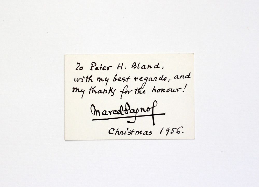 An Original Handwritten and Signed Card by French Writer  Marcel Paul Pagnol