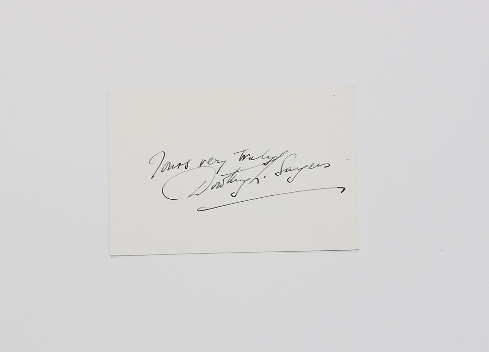 An Original Very Uncommon Handwritten and Signed Card by Crime Writer Dorothy Sayers