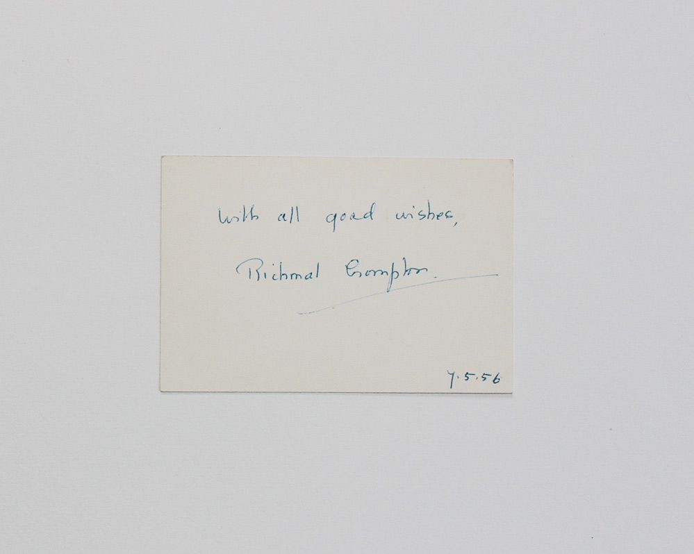 An Original Handwritten and Signed Card by Writer Richmal Crompton