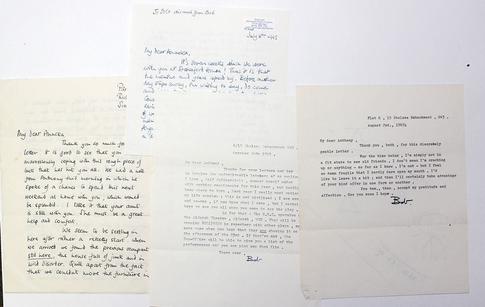 Nine Original Handwritten, Typed and Signed Letters from Twice Oscar Winning Playwright Robert Bolt and His first Wife Celia Ann &quot;Jo&quot; Roberts to Artist Anthony Rossiter and His Wife Anneka.