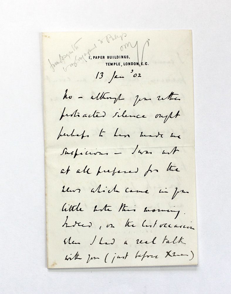A Fabulous Very Personal Original Handwritten and Signed Letter from Future Prime Minister Herbert Asquith to Ottoline Morrell.