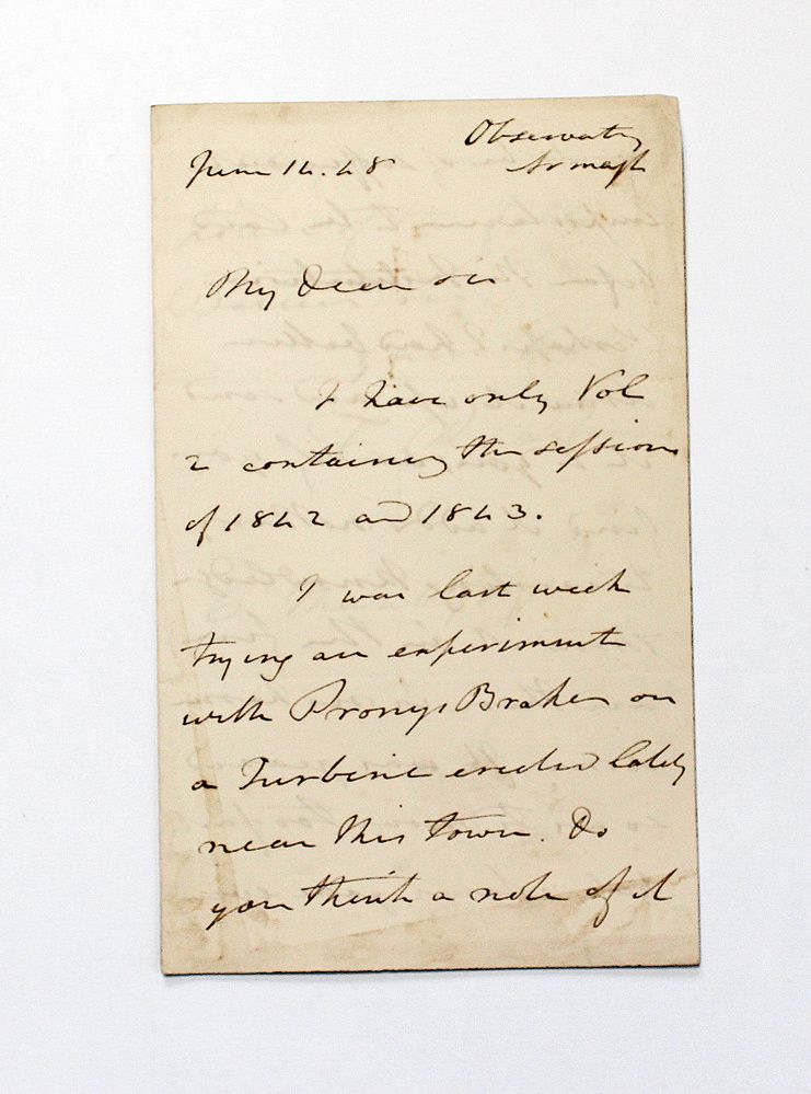 An Original Handwritten and Signed Armagh Observatory Letter from John Romney Robinson who was an Irish Astronomer to Engineer Charles Manby
