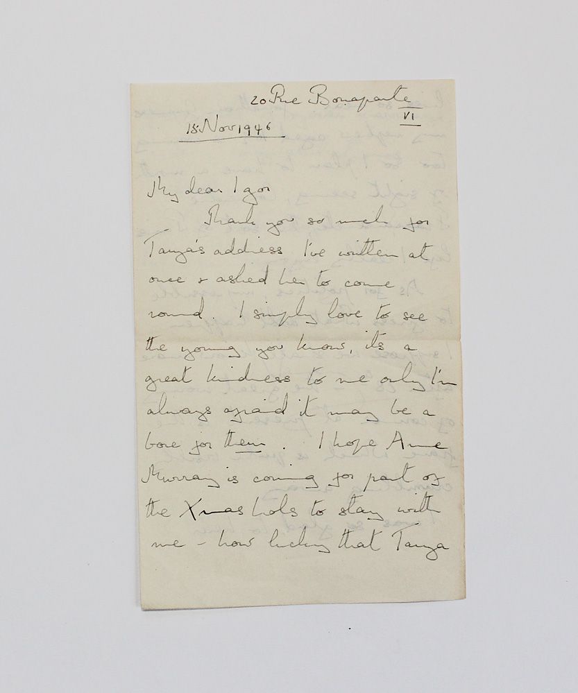 An Original Handwritten and Signed Letter from Nancy Mitford to the daughter of Ottoline Morrell Julian Morrell.