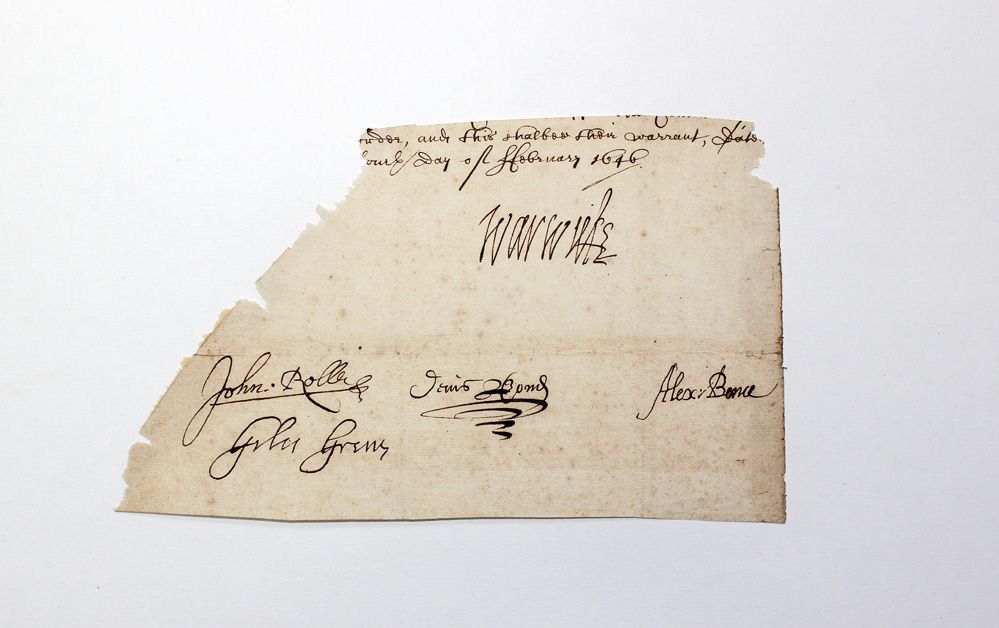 An Original Very Rare Handwritten and Signed Navel Warrant Paper Base by Parliamentarian Naval Officer During the English Civil War Robert Rich 2nd Earl of Warwick. Further Signed by Giles Greene