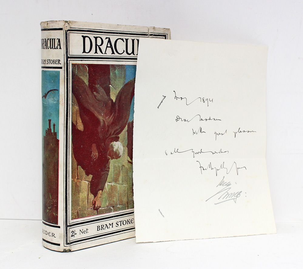Dracula - Includes An Original Lyceum Theatre Hand Written letter by Bram Stoker and signed to the base by Henry Irving.