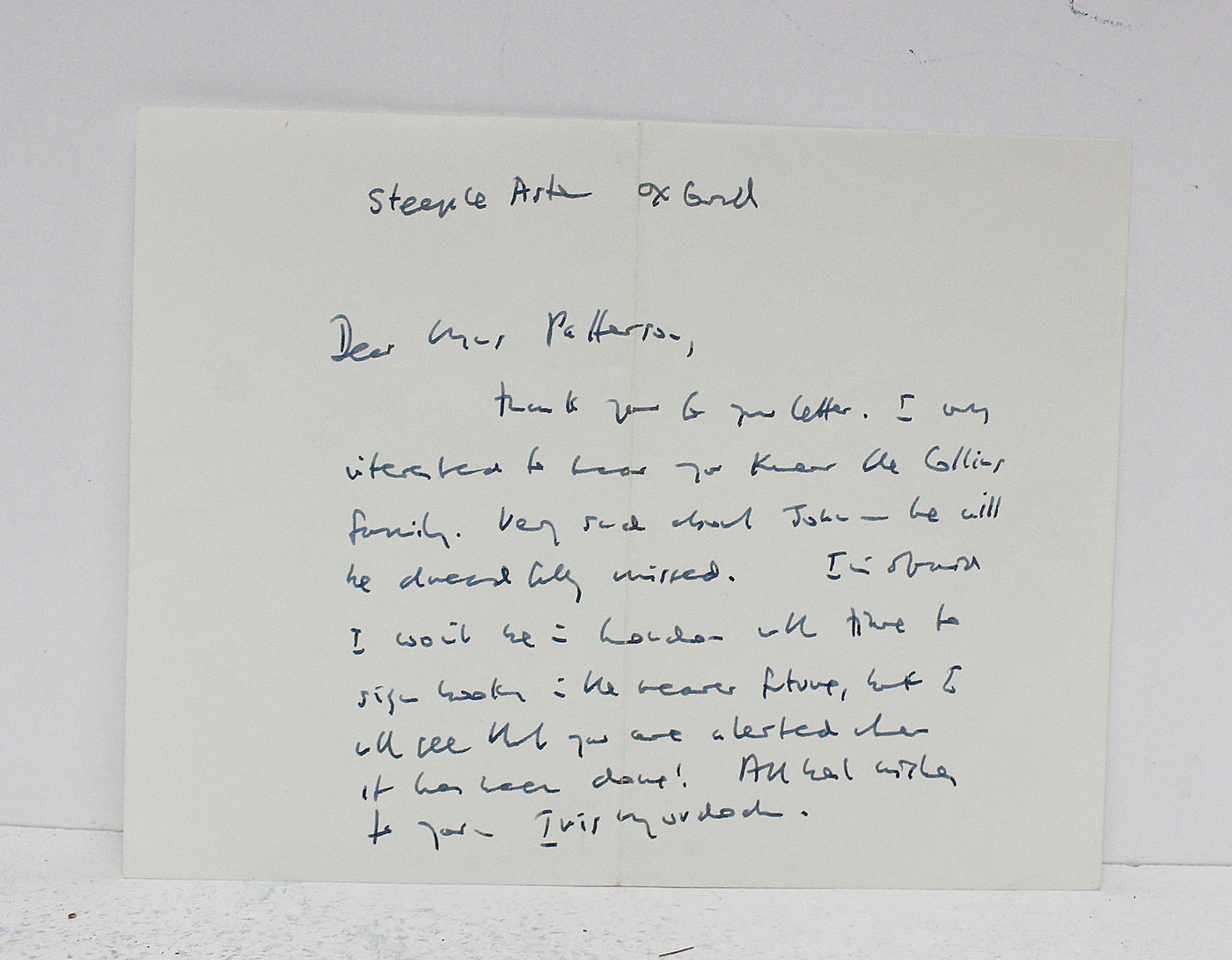 Original Signed Hand Written Letter - Iris Murdoch