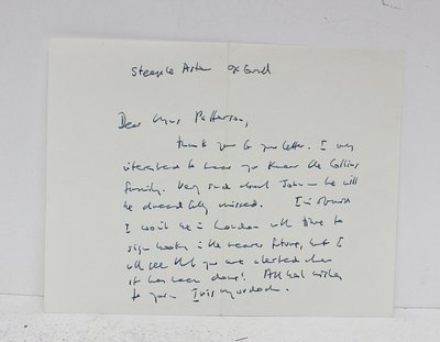 Original Signed Hand Written Letter - Iris Murdoch