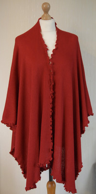 Angora Wool Cape In Red