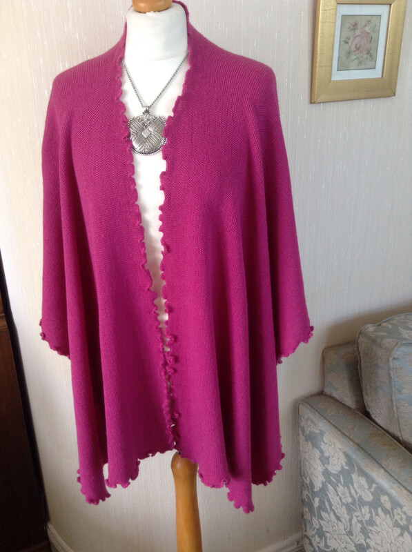Angora Wool Cape In Fuschia Pink