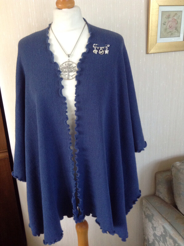 Angora Wool Cape In Denim Blue 
