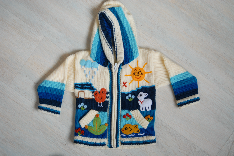 Children’s Cardigan Cream and Blue