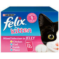 Felix Pouch Kitten Selection in Jelly (Chicken/Lamb/Cod/Plaice) 12 Pack 100g