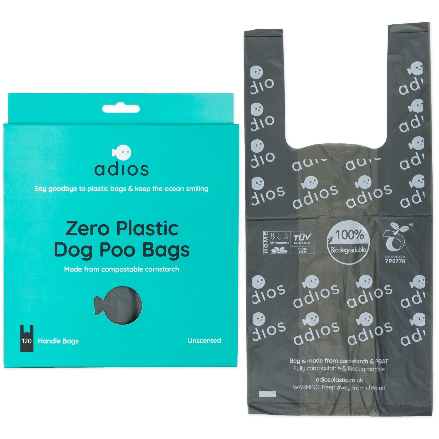 Adios Zero Plastic Poo Bags (120 bags/ loose)
