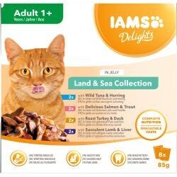 Iams Delights Adult Cat Land &amp; Sea Collection in Jelly 8pk