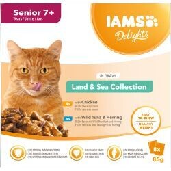 Iams Delights Senior Cat Land &amp; Sea Collection in Gravy 8pk