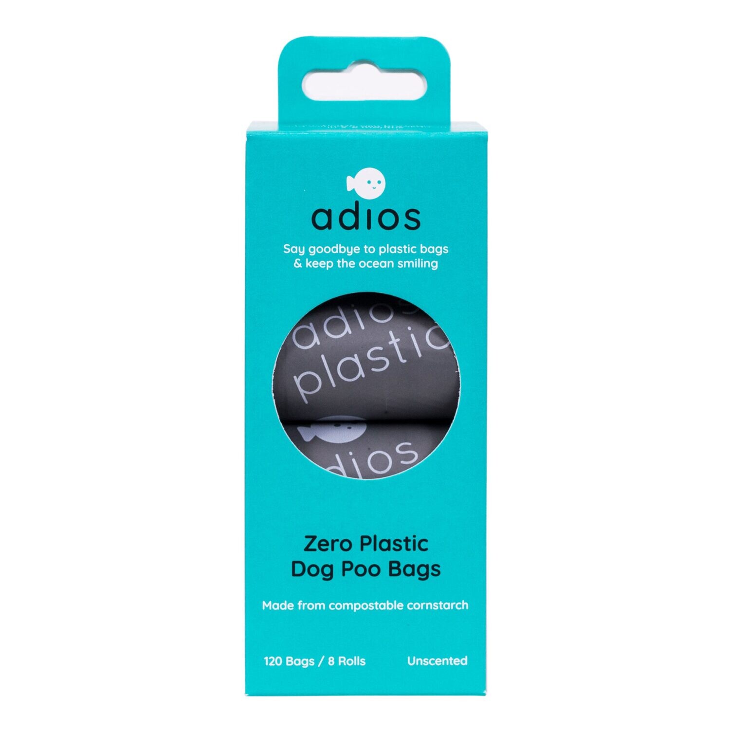Adios Zero Plastic Poo Bags (60 bags/ 4 Rolls)