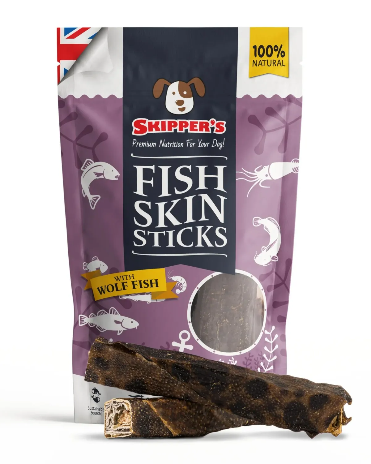 Skipper's Fish Skin Sticks With Wolf Fish Short 70g