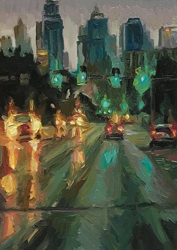 Green Lights Rainy Day