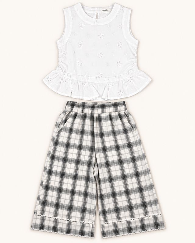 Ivory Bloom &amp; Silver Check Set