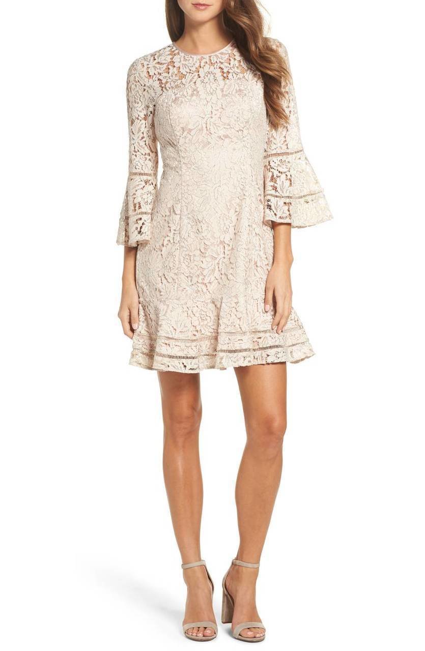 bell sleeve lace cocktail dress eliza j